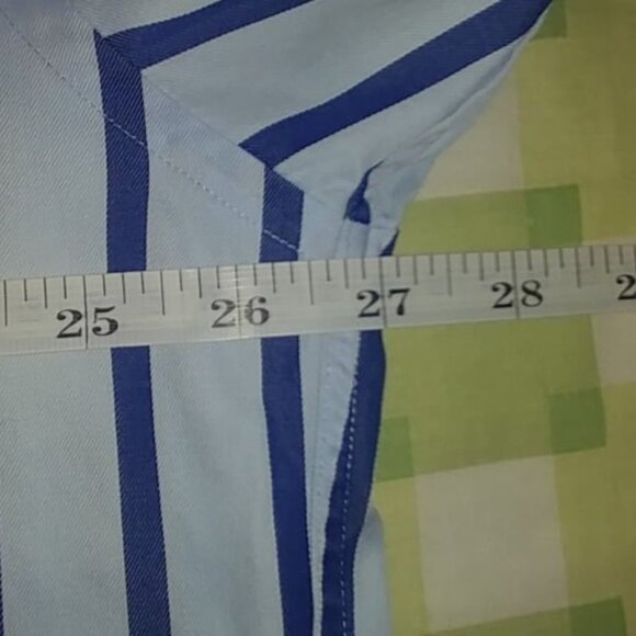 Faconnable Shirt Men's Blue White Striped Button Down Long Sleeve Size XL - Picture 6 of 8